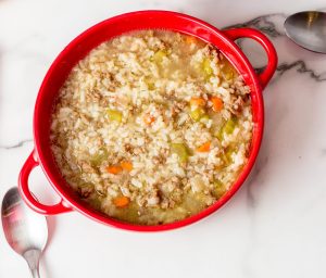 Meat and rice soup